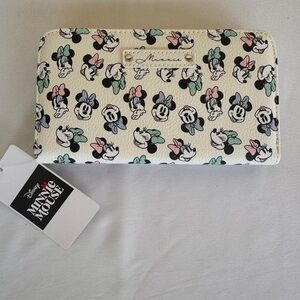 Disney Minnie Mouse Cream Wallet with Pink and Green Accents